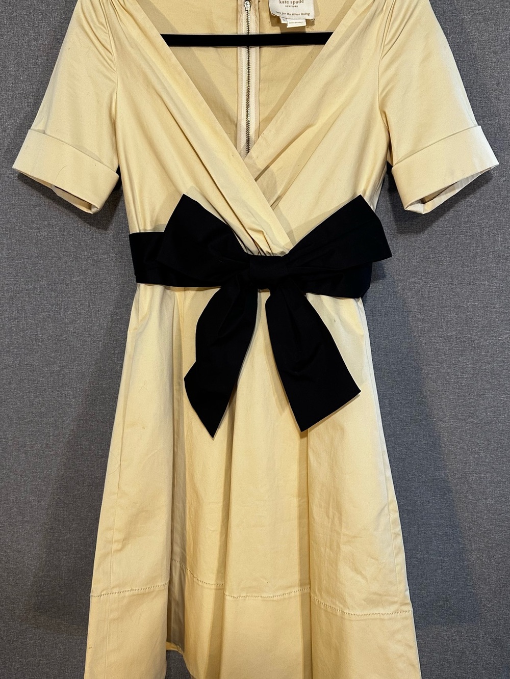 kate spade Cream A‑Line Dress with Black Waist Bow